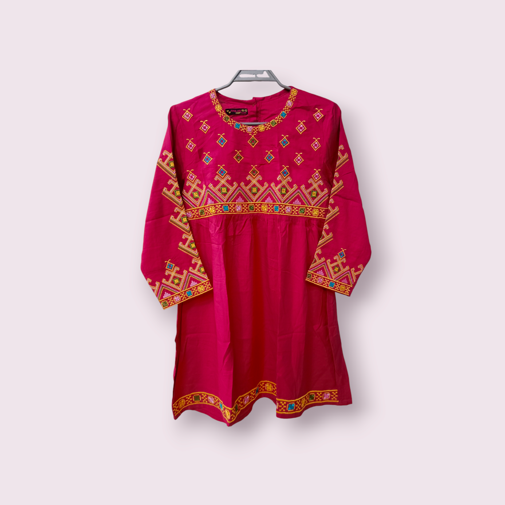 PL Pink EMB Frock