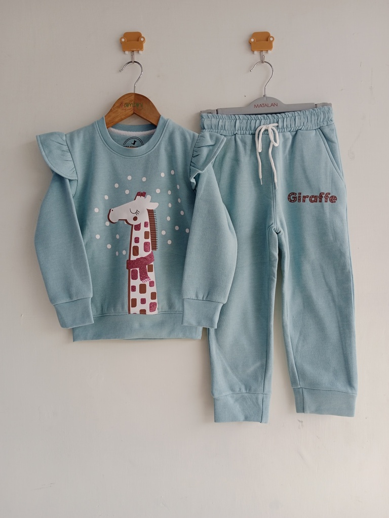 KC SeaGreen Giraffe Co-Ord Set